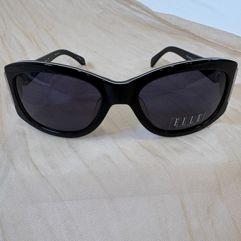 NEW ELLE EL 18865 COLOR-BK BLACK/WHITE AUTHENTIC FRAMED‎ SUNGLASSES 56-19
